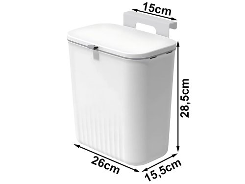 Verk 27571 Závěsný odpadkový koš s víkem 9L, bílý