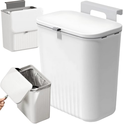 Verk 27571 Závěsný odpadkový koš s víkem 9L, bílý