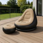 Gardlov 25365 Nafukovací relaxační křeslo s podnožkou, černohnědé