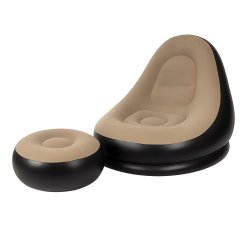 Gardlov 25365 Nafukovací relaxační křeslo s podnožkou, černohnědé