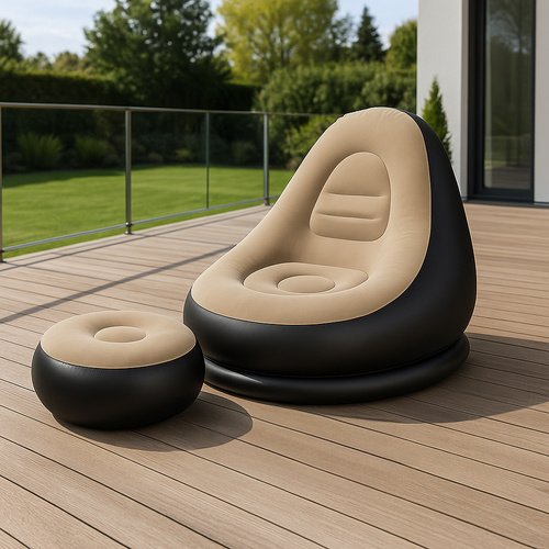 Gardlov 25365 Nafukovací relaxační křeslo s podnožkou, černohnědé