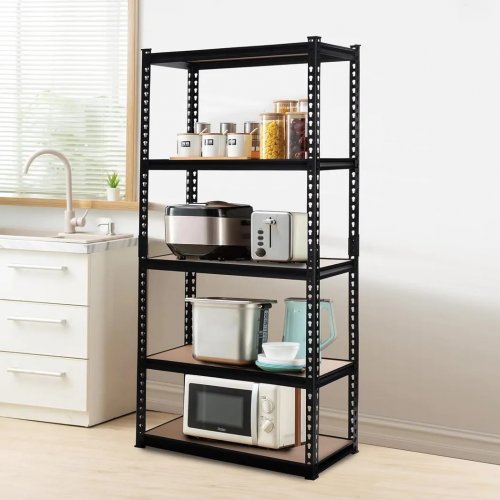 Hogler 3385 Kovový regál, 5 políc, 180 x 90 x 30 cm, 875 kg, čierny