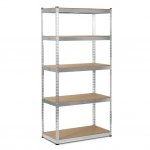 Hogler 3386 Kovový regál, 5 políc, 180 x 90 x 30 cm, 875 kg, strieborný