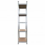 Hogler 3386 Kovový regál, 5 políc, 180 x 90 x 30 cm, 875 kg, strieborný