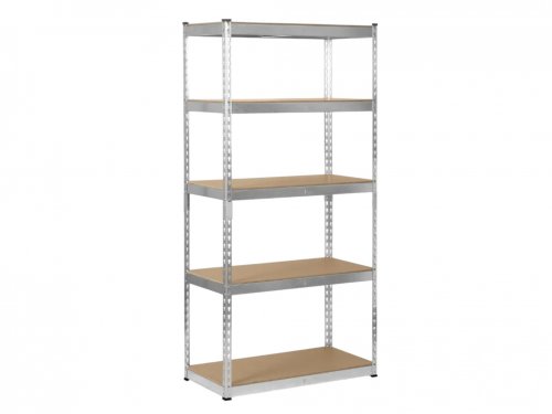 Hogler 3386 Kovový regál, 5 políc, 180 x 90 x 30 cm, 875 kg, strieborný