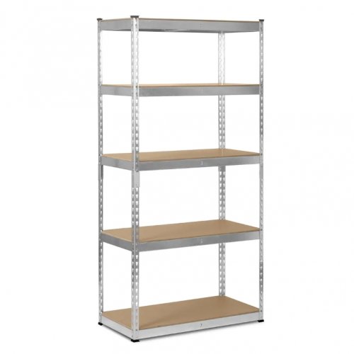 Hogler 3386 Kovový regál, 5 políc, 180 x 90 x 30 cm, 875 kg, strieborný