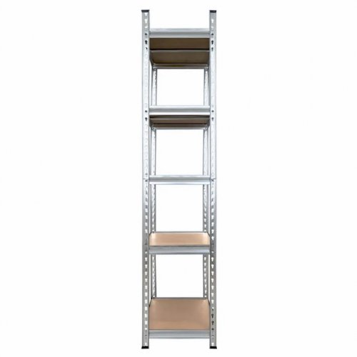 Hogler 3386 Kovový regál, 5 políc, 180 x 90 x 30 cm, 875 kg, strieborný