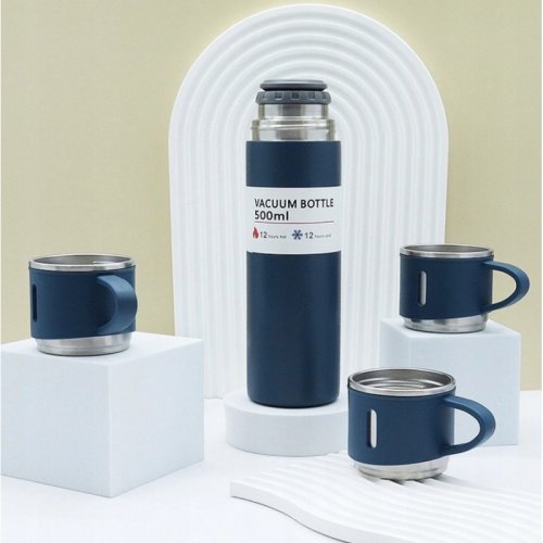 eCa BD24G Termoska 500 ml + hrneček 3 ks v dárkové krabičce, modrá