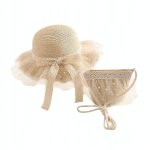 eCa CZ46 Dětský slaměný klobouk a kabelka s perlemi, 52 cm