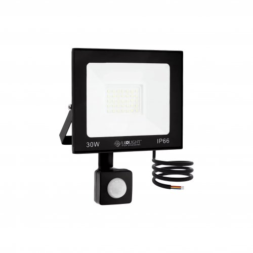 LedLight 2718 Halogénový LED reflektor, IP66, studená biela, 30 W so senzorom pohybu