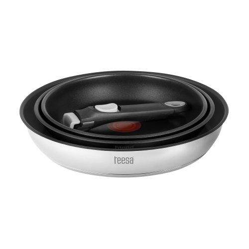 Teesa TSA0155 Sada pánví s odnímatelnou rukojetí 22, 24, 28 cm, nerez, 3 ks