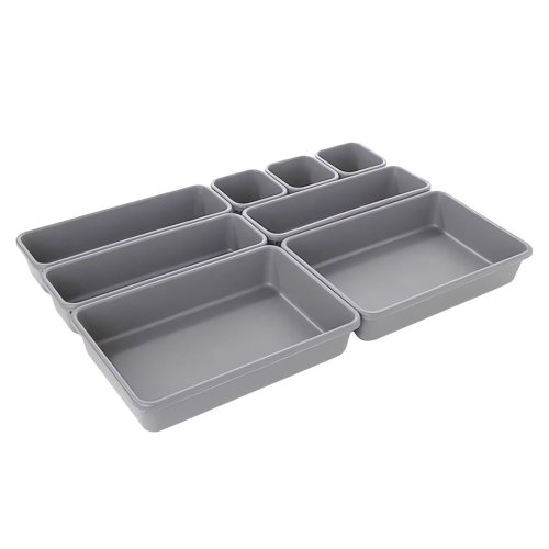 Pronett XJ5703 Organizéry do zásuvky sada 8 ks, šedá