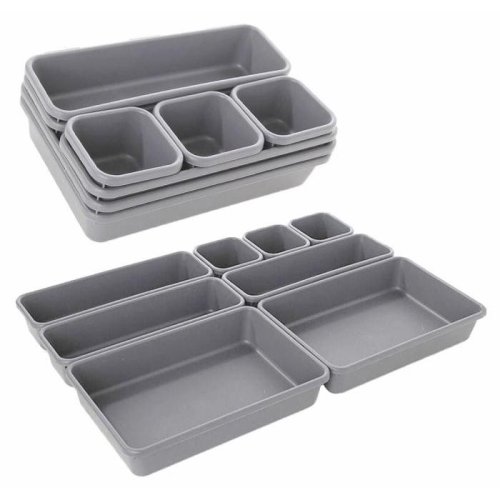 Pronett XJ5703 Organizéry do zásuvky sada 8 ks, šedá