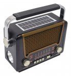 Pronett XJ5833 Prenosné retro rádio so solárnym nabíjaním, Bluetooth, 1200 mAh, čierno-strieborné