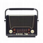 Pronett XJ5833 Prenosné retro rádio so solárnym nabíjaním, Bluetooth, 1200 mAh, čierno-strieborné