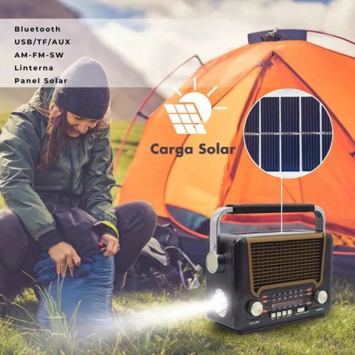 Pronett XJ5833 Prenosné retro rádio so solárnym nabíjaním, Bluetooth, 1200 mAh, čierno-strieborné