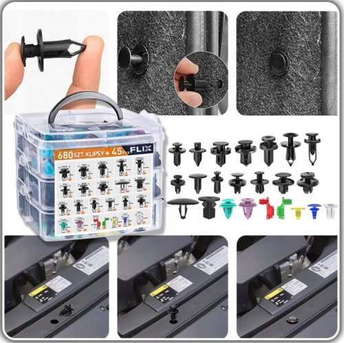 Pronett XJ5784 Sada plastových klipov na čalúnenie auta 680 ks