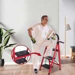 Pronett XJ5819 Skladacie schodíky, tri stupne, červené, 100 kg