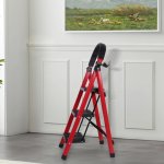 Pronett XJ5819 Skladacie schodíky, tri stupne, červené, 100 kg