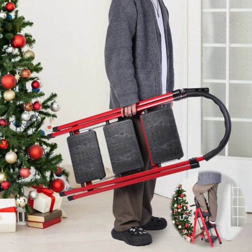 Pronett XJ5819 Skladacie schodíky, tri stupne, červené, 100 kg