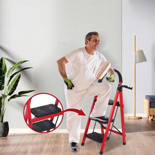 Pronett XJ5819 Skladacie schodíky, tri stupne, červené, 100 kg