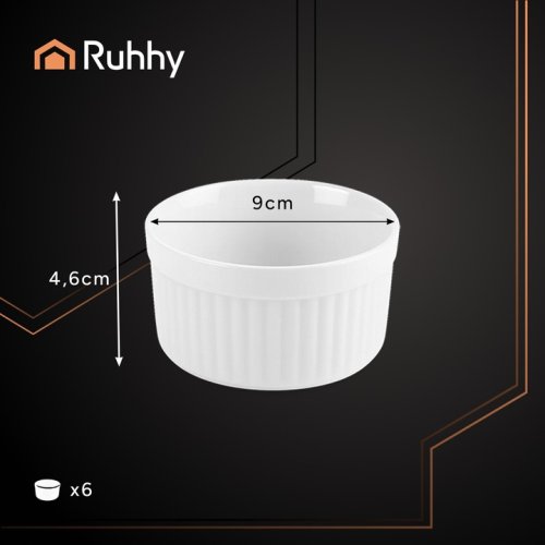 Ruhhy 25705 Zapékací keramická miska 6 ks, bílá