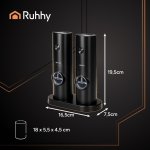 Ruhhy 25558 Sada elektrických mlýnků na sůl pepř 2 ks, černá