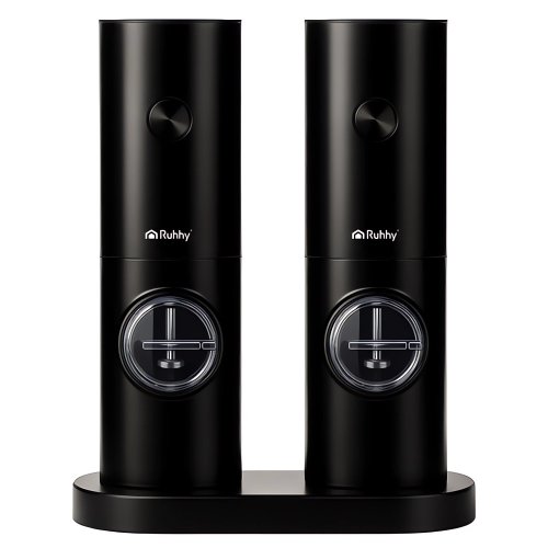 Ruhhy 25558 Sada elektrických mlýnků na sůl pepř 2 ks, černá