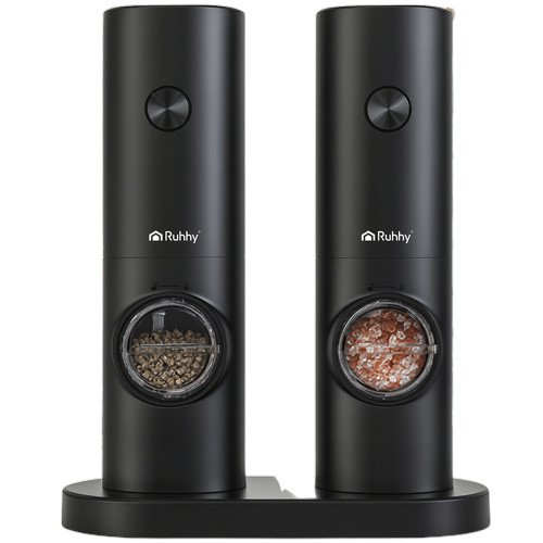 Ruhhy 25558 Sada elektrických mlýnků na sůl pepř 2 ks, černá