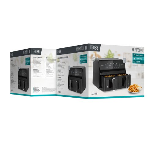 Teesa TSA8089 Horkovzdušná fritéza dvoukomorová 8 l, 2700 W, černá