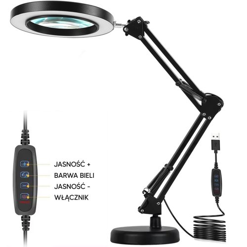 APT ZD144 Multifunkčná kozmetická lampa s lupou 12 W, USB, čierna