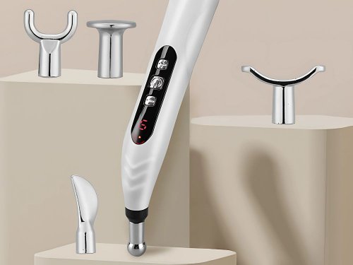 Verk 24628 Akupunktúrne pero s LCD displejom, 5 nástavcov, biele