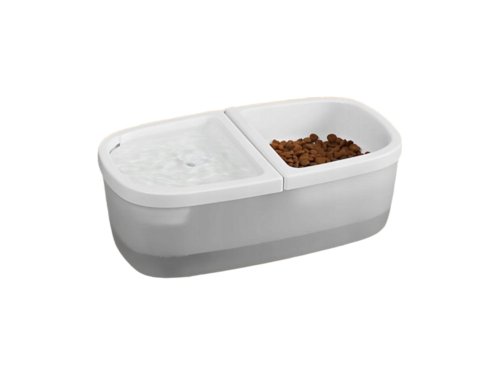 Verk 19488 Dvojitá miska pro kočky s fontánkou 2 v 1, USB, šedá