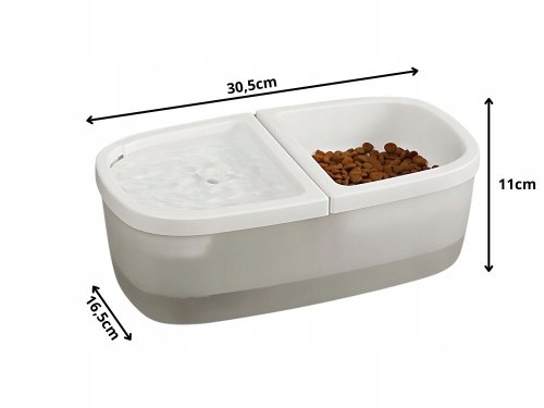 Verk 19488 Dvojitá miska pro kočky s fontánkou 2 v 1, USB, šedá