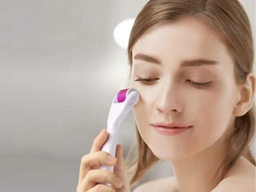 Verk 24590 Derma valček 6 v 1, 0,5 / 1,0 / 1,5 mm, biely/fialový