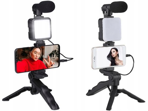 Verk 27334 Stativ s mikrofonem a LED osvětlením, tripod