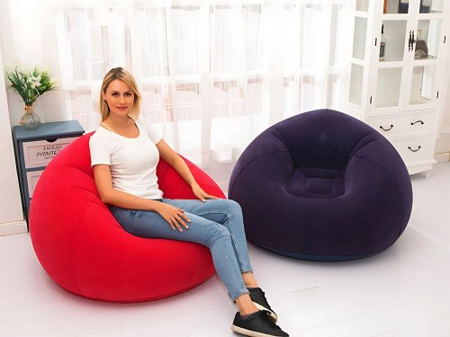 Verk 27535 Nafukovacia relaxačná zamatová stolička, hnedá