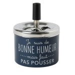 CMP TB1033 Dizajnový kovový popolník s humorným nápisom, modrý