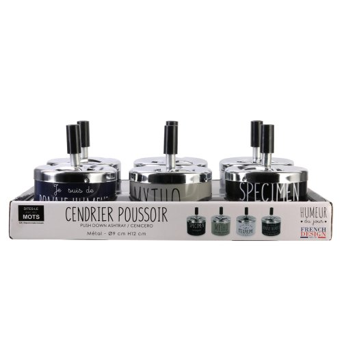 CMP TB1033 Dizajnový kovový popolník s humorným nápisom, modrý