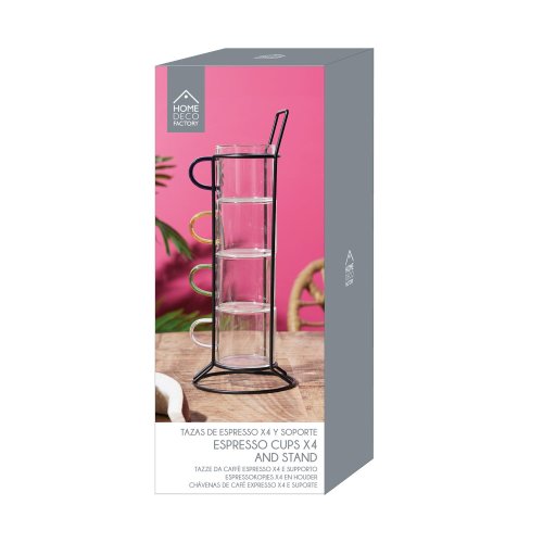 CMP KA0498 Sada sklenených pohárov s kovovým stojanom, 4 ks