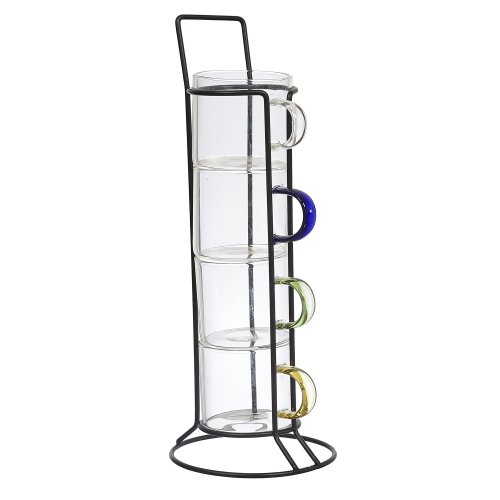 CMP KA0498 Sada sklenených pohárov s kovovým stojanom, 4 ks