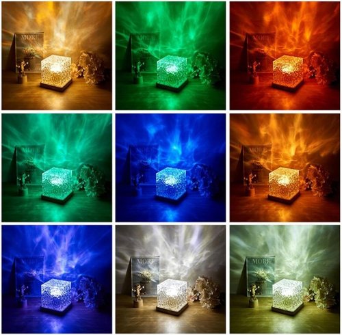 Verk 12359 Křišťálová LED lampička ve tvaru kostky, 16 barev RGB, s dálkovým ovládáním