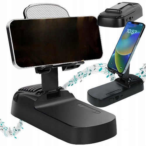 Verk 04132 Držiak na telefón s funkciou reproduktora Bluetooth a powerbanky, čierny