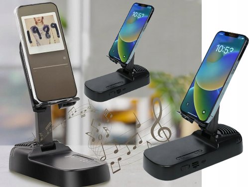 Verk 04132 Držiak na telefón s funkciou reproduktora Bluetooth a powerbanky, čierny