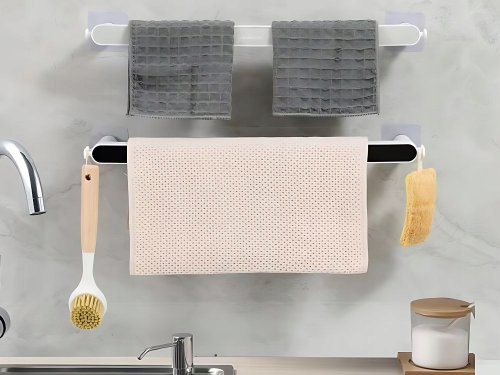 Verk 27476 Samolepiaci držiak na uteráky 48 cm, čiernobiely