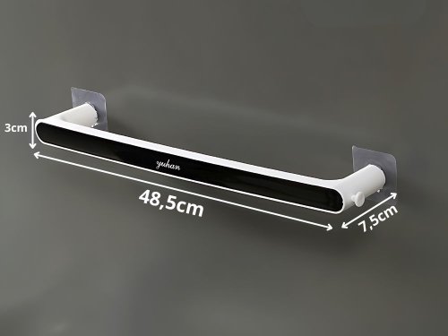 Verk 27476 Samolepiaci držiak na uteráky 48 cm, čiernobiely