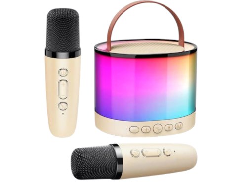 Verk 27503 Karaoke Bluetooth reproduktor, 2x bezdrátový mikrofon, béžový