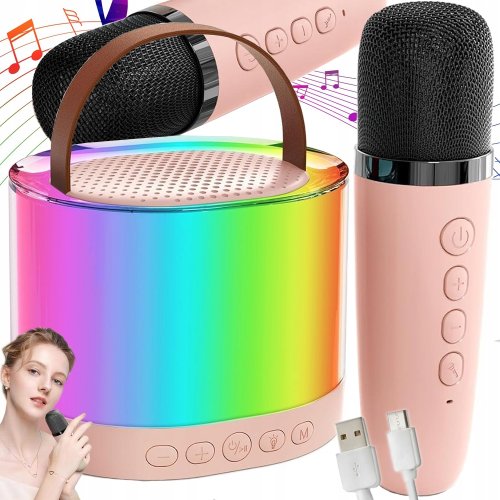 Verk 27503 Karaoke Bluetooth reproduktor, 2x bezdrátový mikrofon, béžový