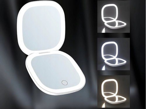 Verk 27511 Skládací LED zrcátko s osvětlením, lupou a dobíjecí baterií 5 v 1, bílé