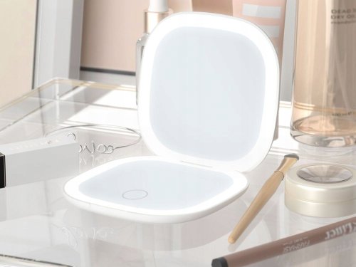 Verk 27511 Skládací LED zrcátko s osvětlením, lupou a dobíjecí baterií 5 v 1, bílé